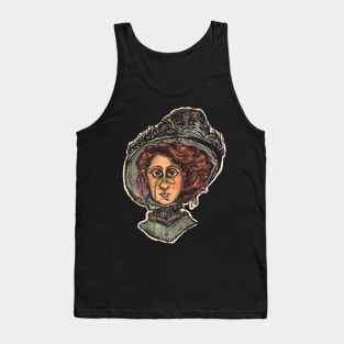 Cute and fashionable steampunk woman in sketchy style Tank Top